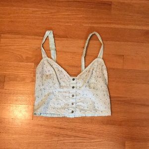 Turquoise Eyelet Crop Top
